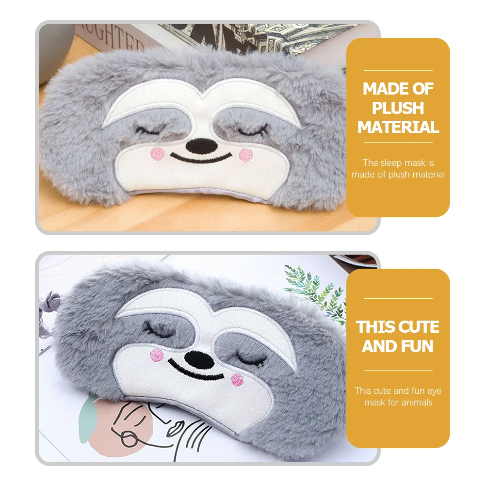 Cute Sloth Eyepatch Soft Fluffy Plush Blindfold Funny Novelty Animal Boys Sleep Mask Eye Eyeshade Kids Girls Boys