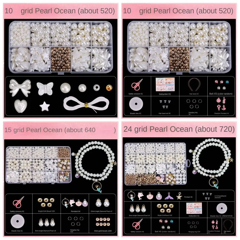 10/15/24 Grid DIY Handmade Beaded Kit Toy Acrylic Marine Style Kit for Make Hairband Toys Arts Crafts Colorful