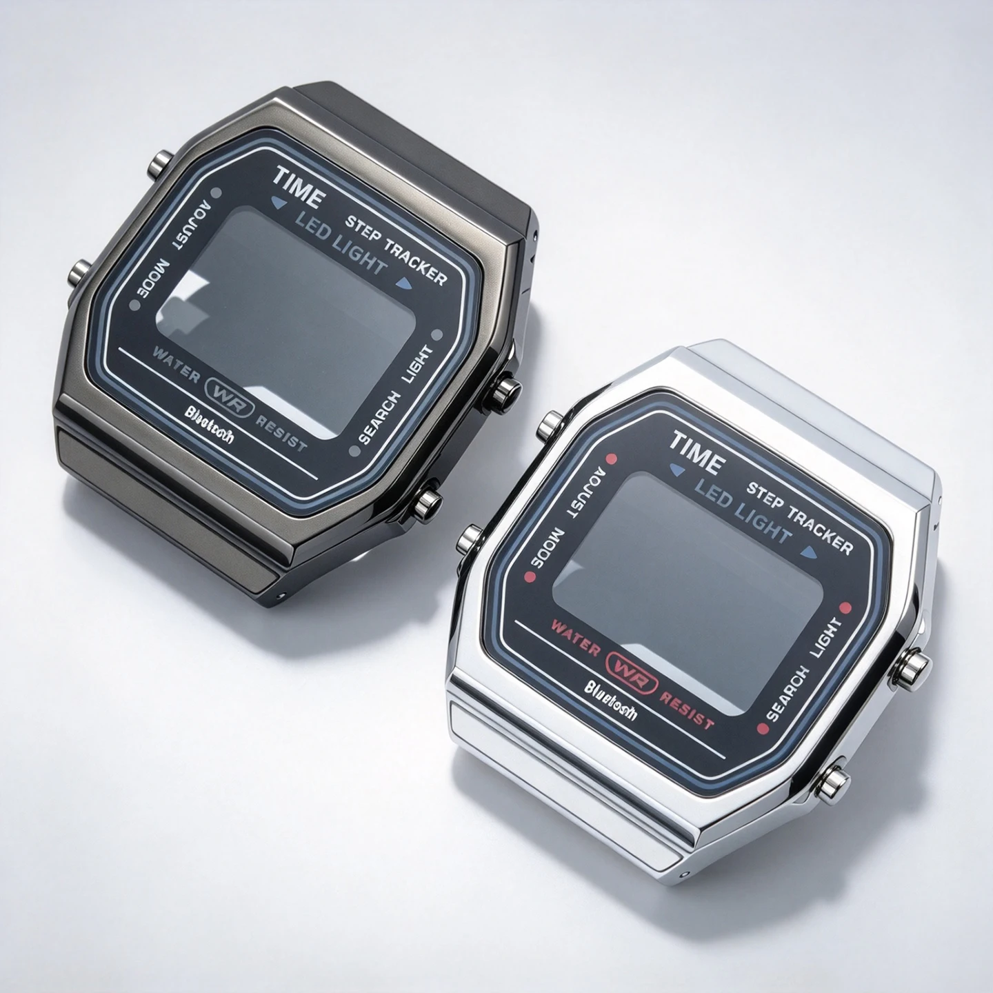 Watch Accessories For Casio ABL-100 Mod Kit Metal Bracelet/Case Mineral Glass Waterproof Ring Digital Modification Silver Tools