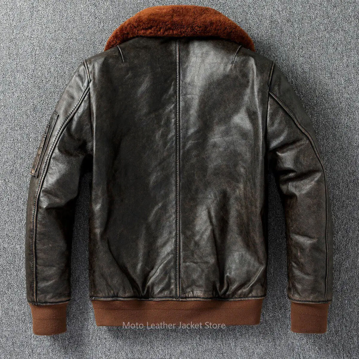 B-15 Flight Jacket Quilted Genuine Leather Coat Marilyn Monroe Style Winter Outwear First Layer Cowhide Pilot Bomber Jacket view 4