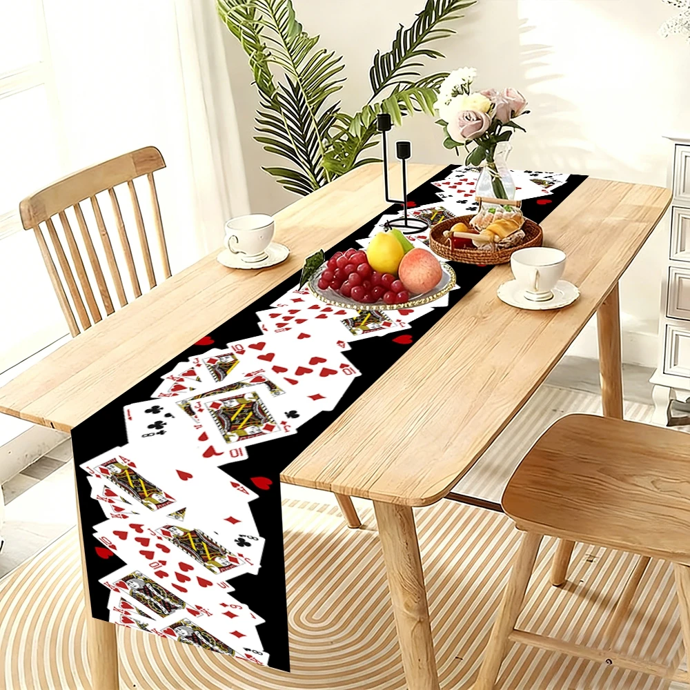 Poker Card Theme Table Runner Tablecover Poker Night Party Decoration Poker Card Birthday Party Supplies Home Dining Table Decor view 4