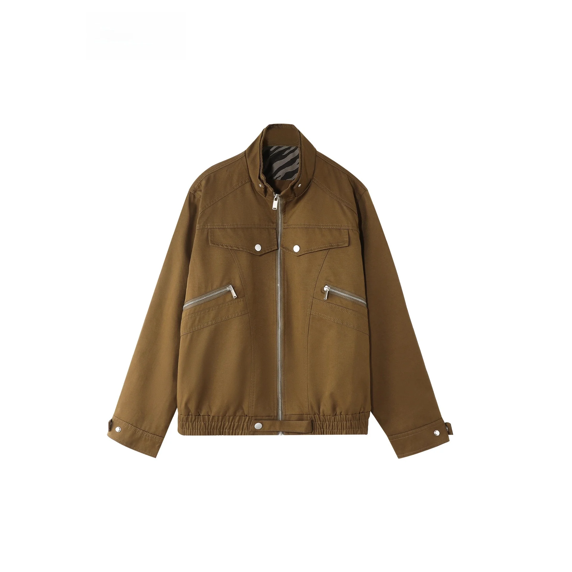 

American Retro Deconstructed Workwear Jaet Men's Autumn Casual Loose Fit Stand Collar Versatile Zipper Coat