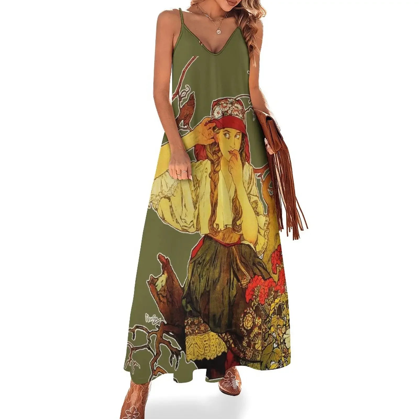 

HD Alphonse Mucha - Music: Moravian Teachers Choir stunning design number III! Sleeveless Dress Woman fashion Dress