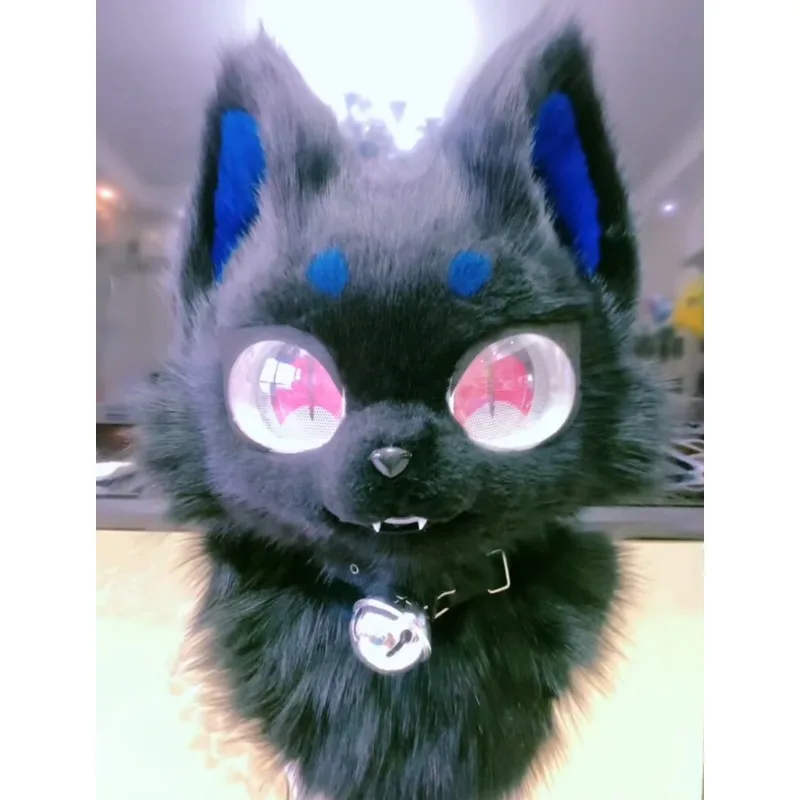 

Furuit Long-haired Cat and Fox Mascot Head Party Halloween Fur Role Play