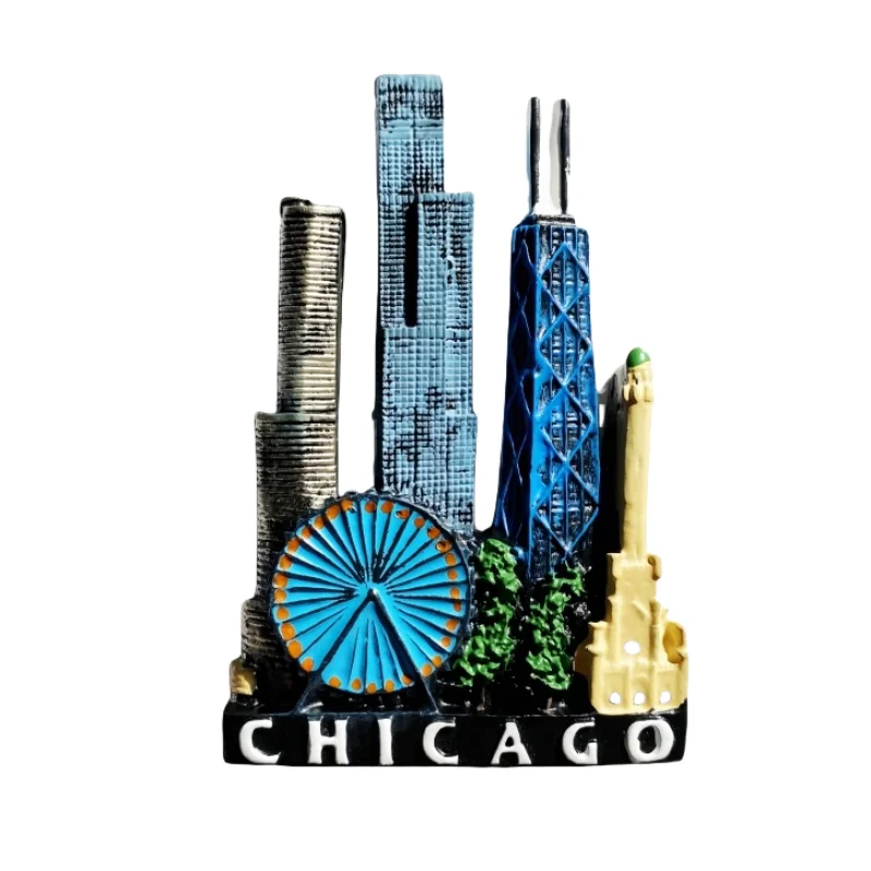 شيكاغو، الولايات المتحدة الأمريكية، المباني المميزة، الحرف اليدوية، ثلاثية الأبعاد الإبداعية، ملصقات الثلاجة المغناطيسية، الديكور، التذكارات السياحية #5