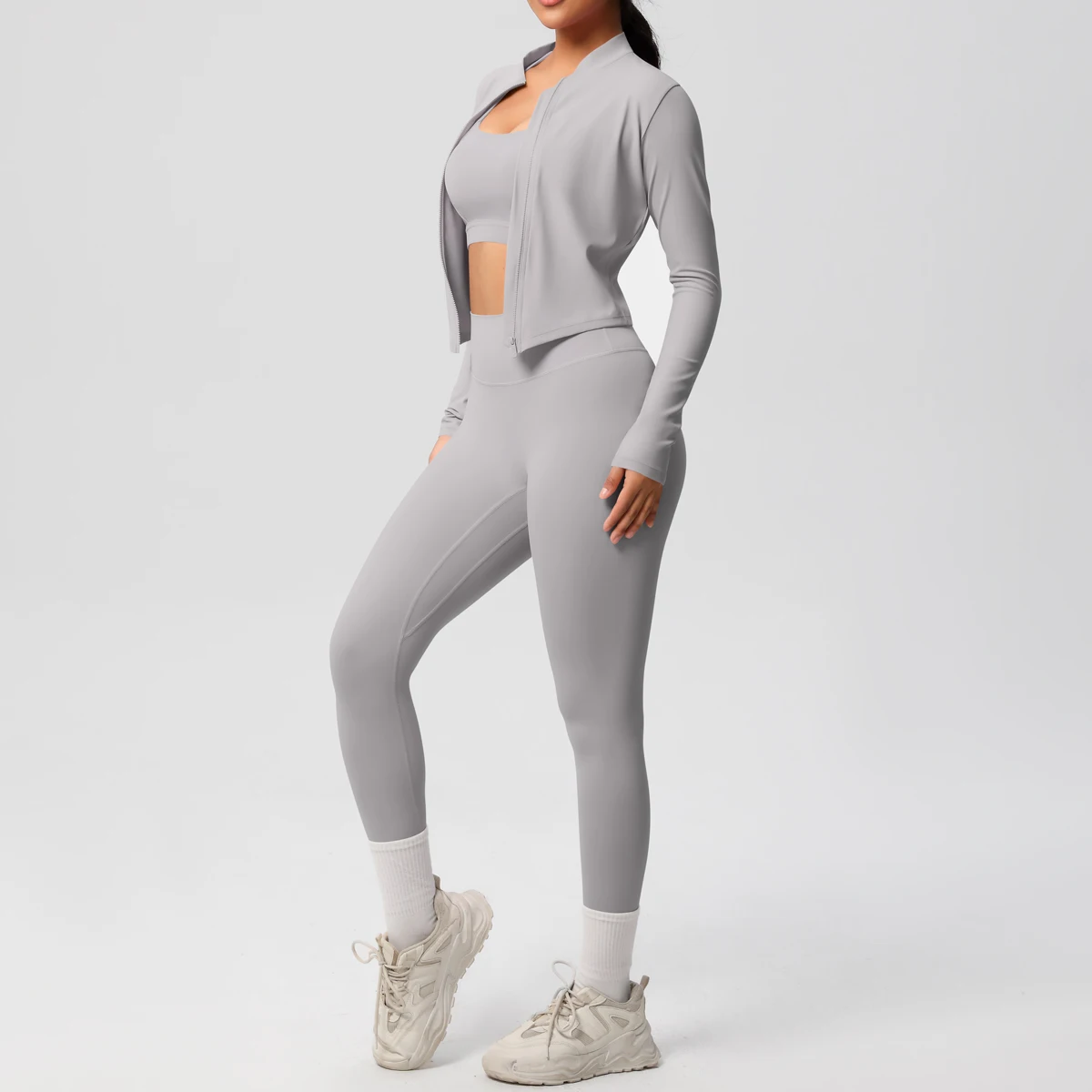 3 stücke Sportswear Yoga Set Gym Sport Bh Zipper Jacke Leggings Kleidung Sportswear Yoga Anzüge Für Frauen Fitness Set Trainingsanzug – Detail 29