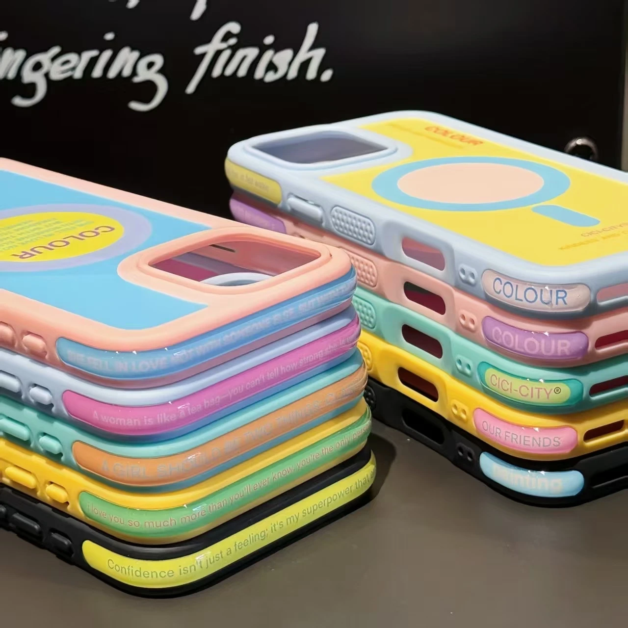 

For iPhone 13 14 15 16 Pro Max Case Magsafe Happy Dapamine Color Anti-Collision Drop-proof Protective Cover for Summer Girls