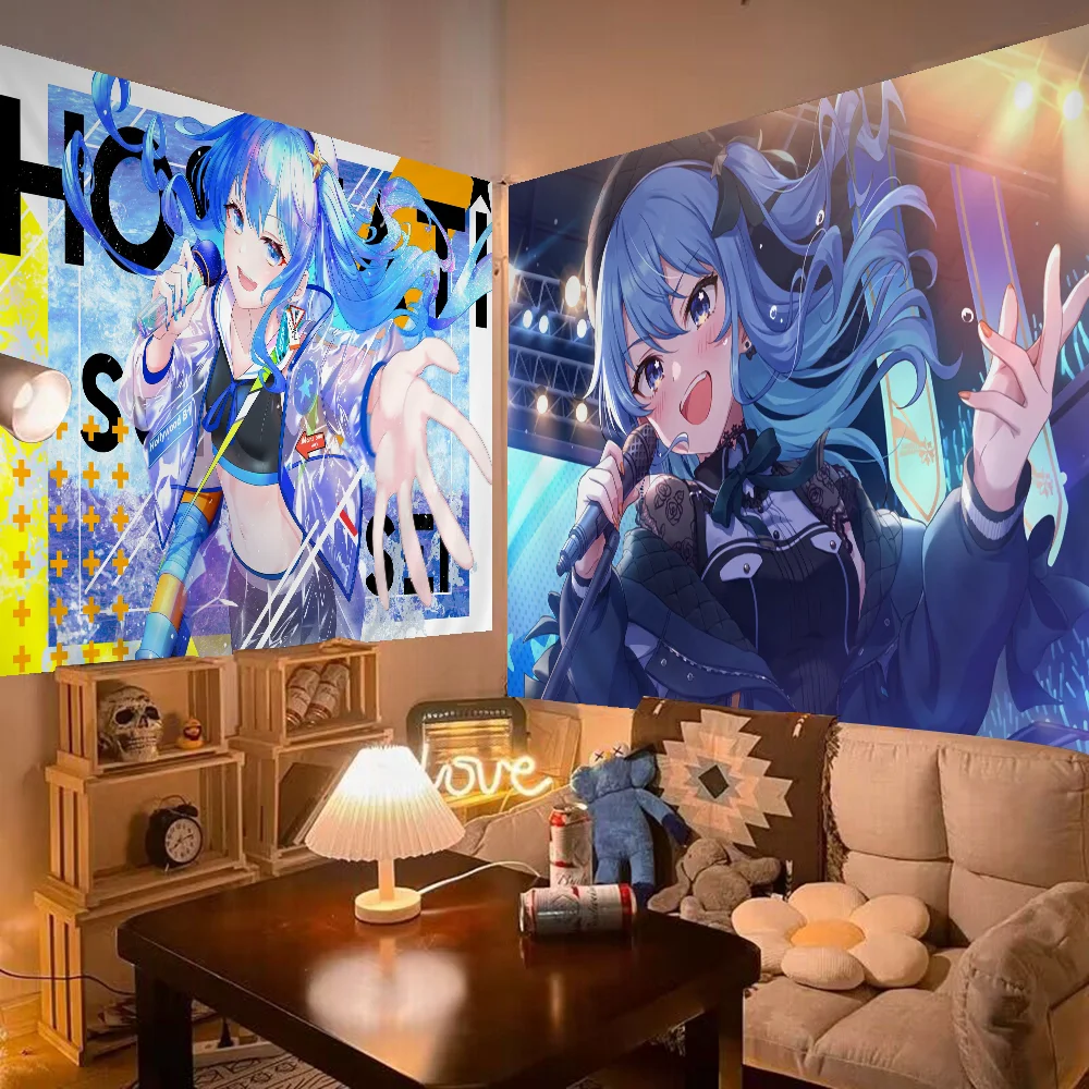 Hoshimachi Suisei Anime Tapestry Anime Tapestry Hanging Tarot Hippie Wall Rugs Dorm Wall Hanging Sheets