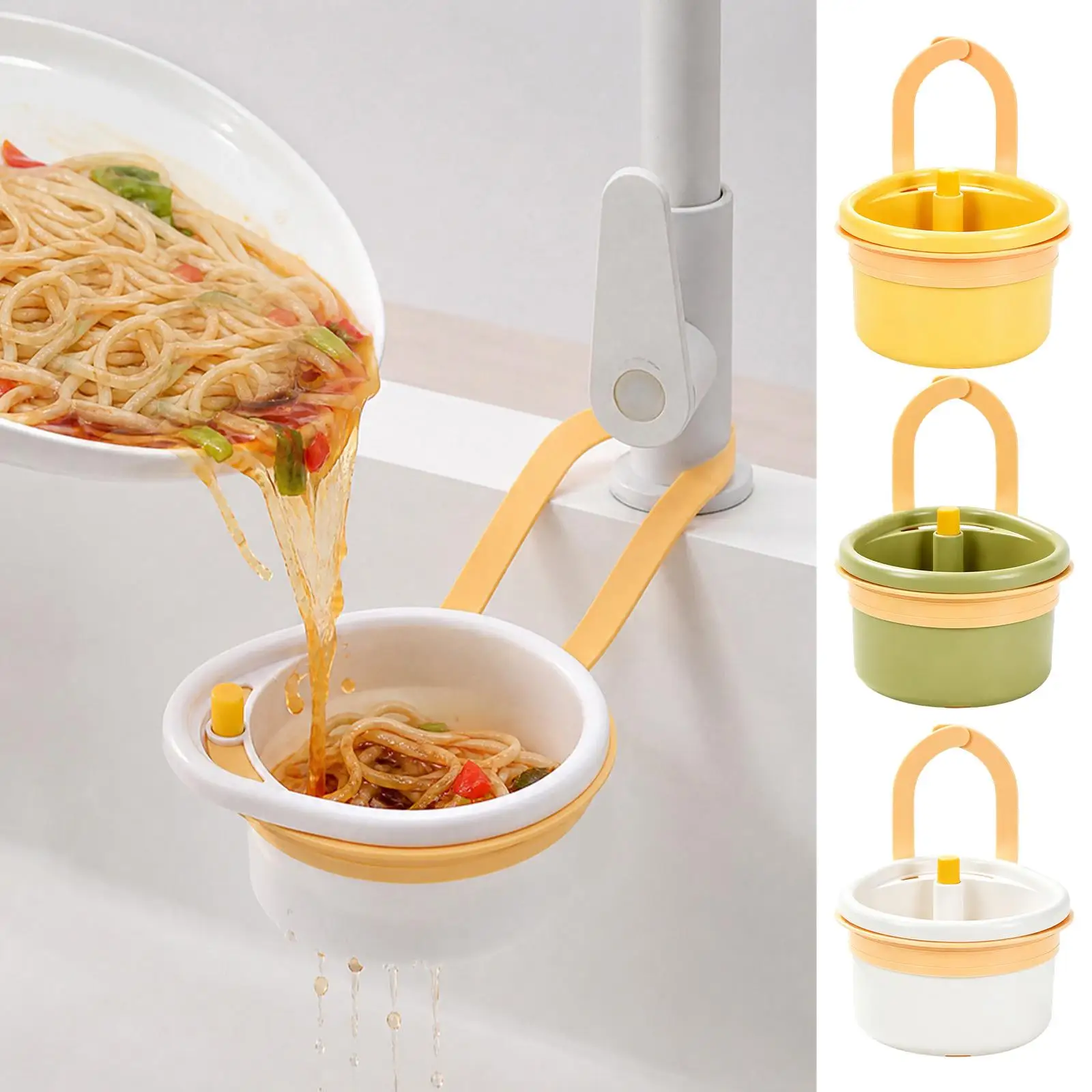 Faucet Mount Sink Strainer Basket Multifunctional Pasta Noodle Filter Tray for Hair Leftovers Soup Cleaning Home Kitchen Shower