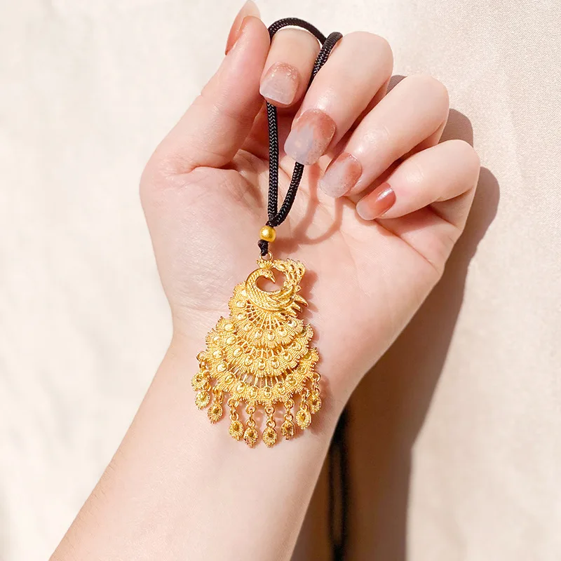 QEENKISS Gold Vintage Peacock Necklace Pendant For Women Wedding Party Birthday Christmas Bride Mother Girl Ladies Gifts PT5144