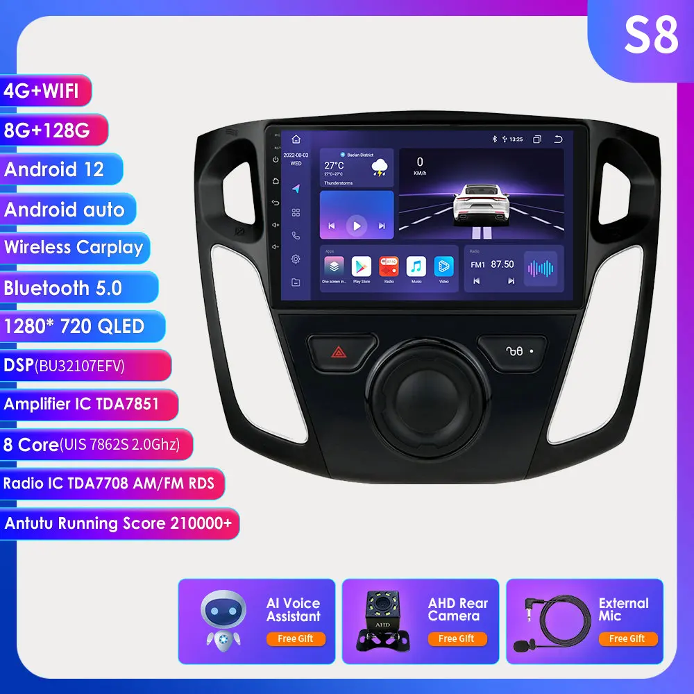 

2Din Android Auto Radio For Ford Focus 3 2012-2017 MK3 Multimedia video player 4G dsp Carplay GPS Stereo Autoradio 9 "Head Unit