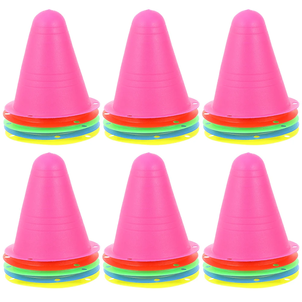 

30pcs Roller Skating Cones Plastic Training Marker Fitness Agility Exercise Cone Shape Bright Colors Durable PE Material Sports