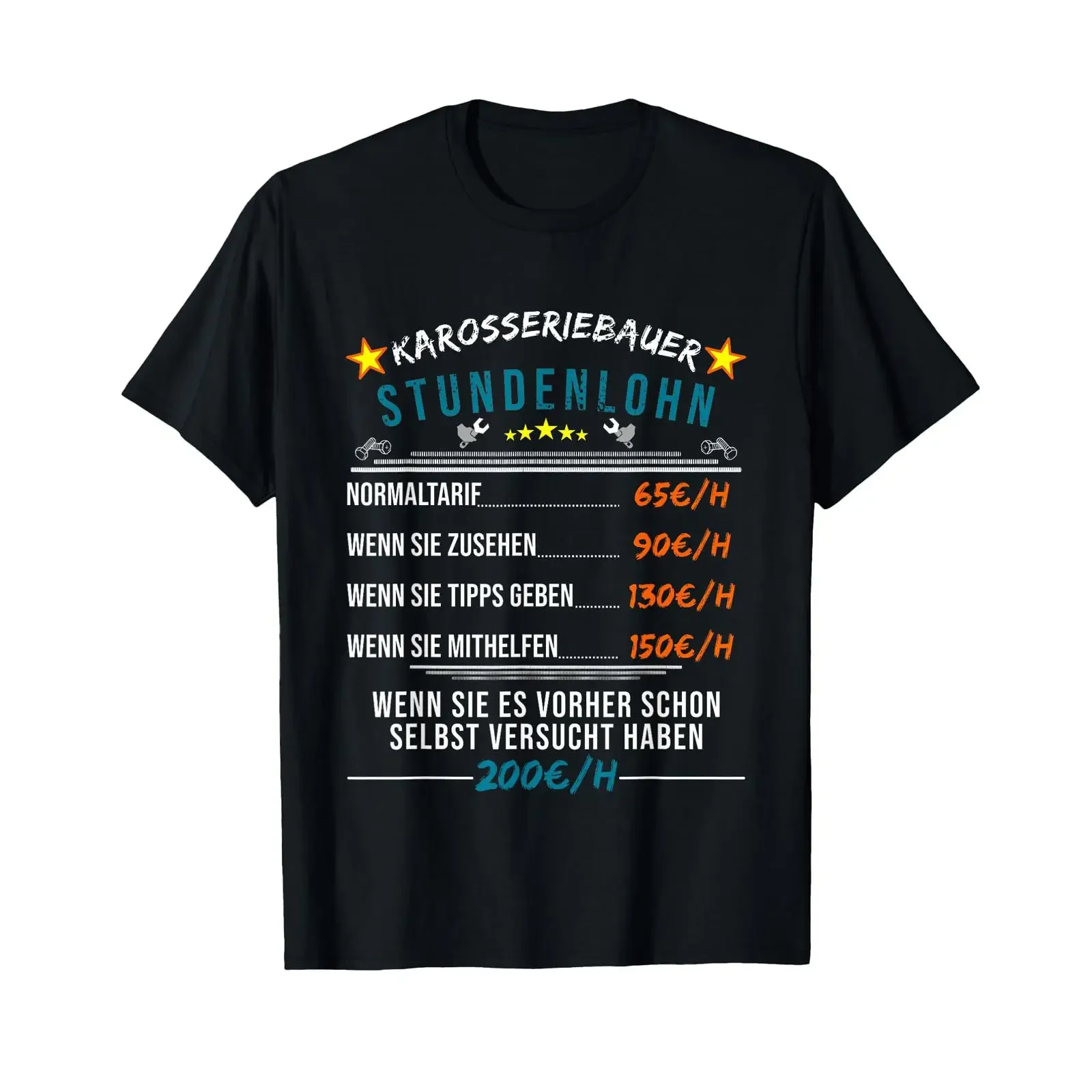 Craftsman's hourly wage invoice funny bodywork mechanic T shirt vintage Washed designer clothes Slightly Stylish streetwear