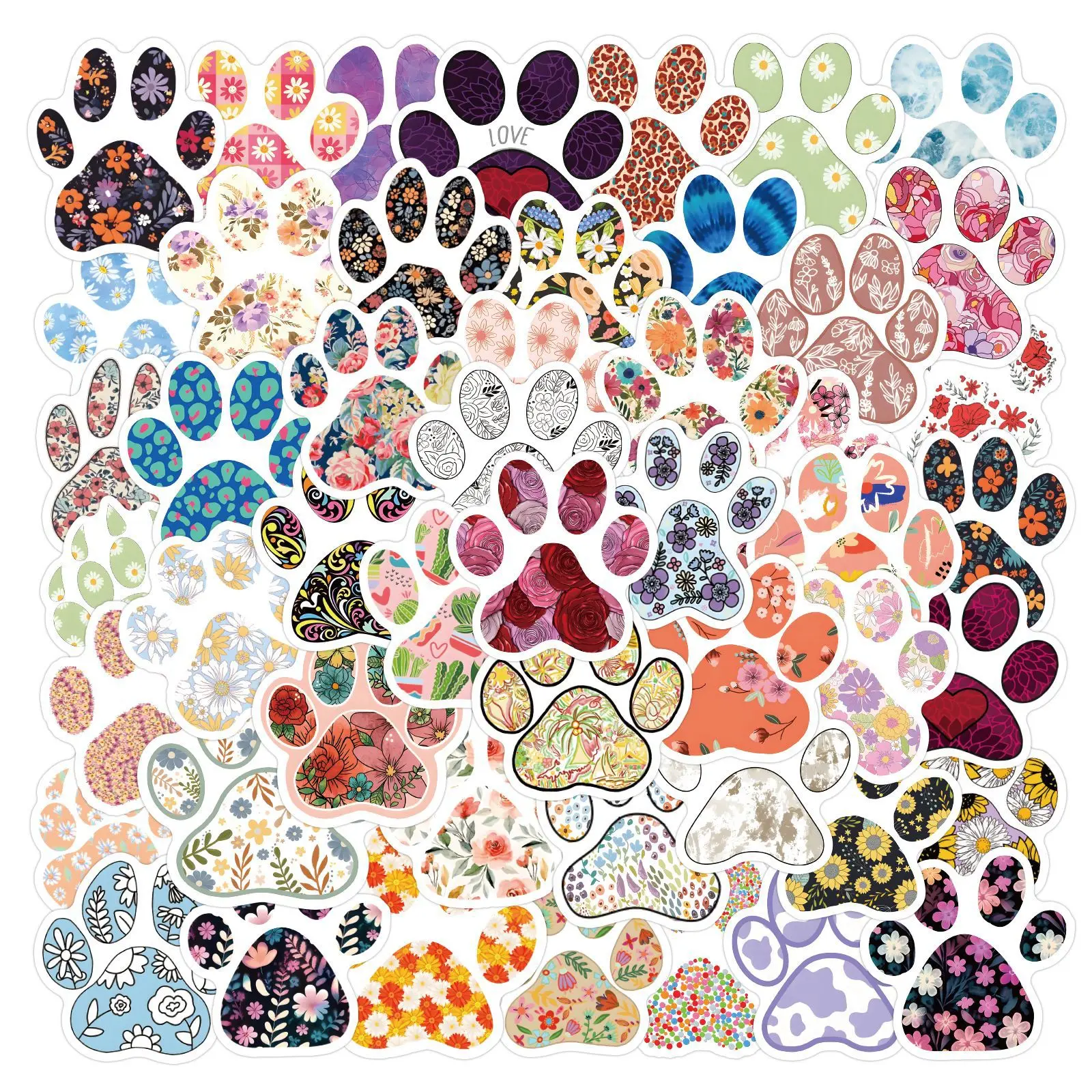 60/120PCS Nette Cartoon Tier Blume Pfote Graffiti Aufkleber für Dekor Auto Gepäck Fall Telefon Notebook Schreibwaren Aufkleber