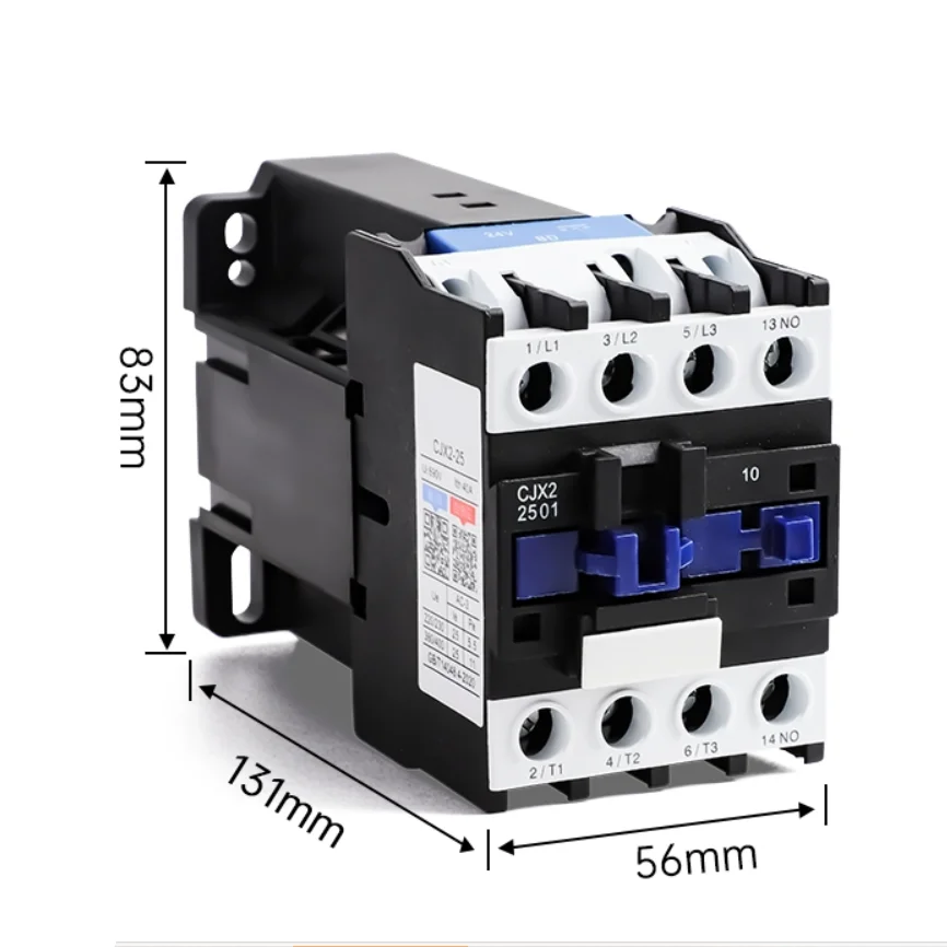 CJX2-2501 CJX2-2501Z DIN Rail Mount AC Contactor 3 Pole One NC AC/DC 24V 110V 220V 380V Coil 25A