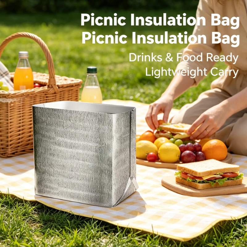 100PCS-Silver Aluminum Foil Thermal Insulation Bag With Adhesive Backing For Food Delivery And Cold Chain Logistics