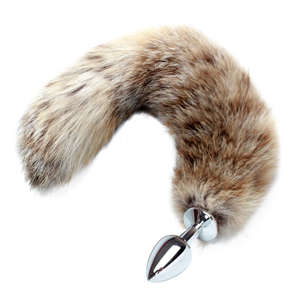 Faux Raccoon Tail with Metal Anal Plug Fluffy Fox Tail Romance Decor Plug for Couple Night Game Novelty Party Cosplay Role Toys