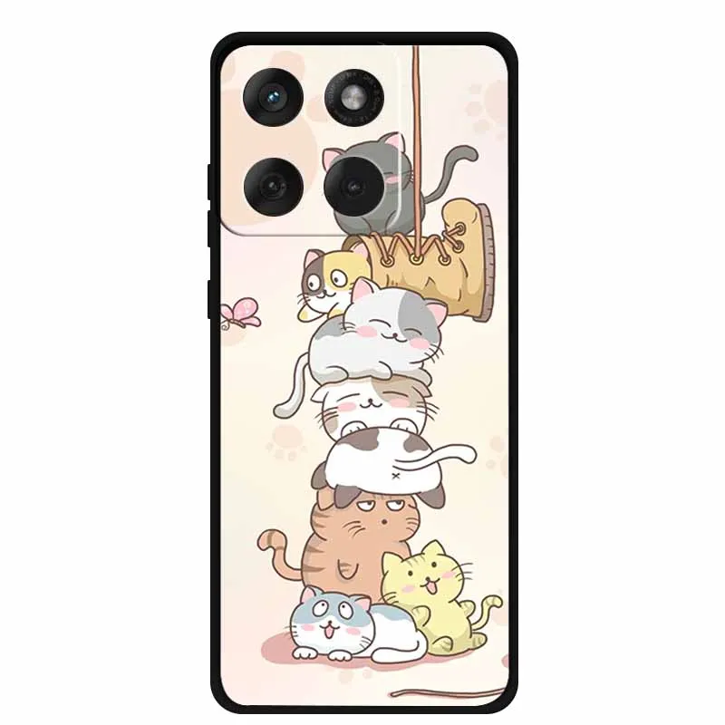 حافظة لهاتف موتورولا إيدج 70 / موتو X70 Air 5G حافظة لطيفة على شكل قطة من السيليكون الناعم غطاء من البولي يوريثان الحراري لهاتف موتو XT2601-2 XT2603-2 مصد رخامي قزحي الألوان #4