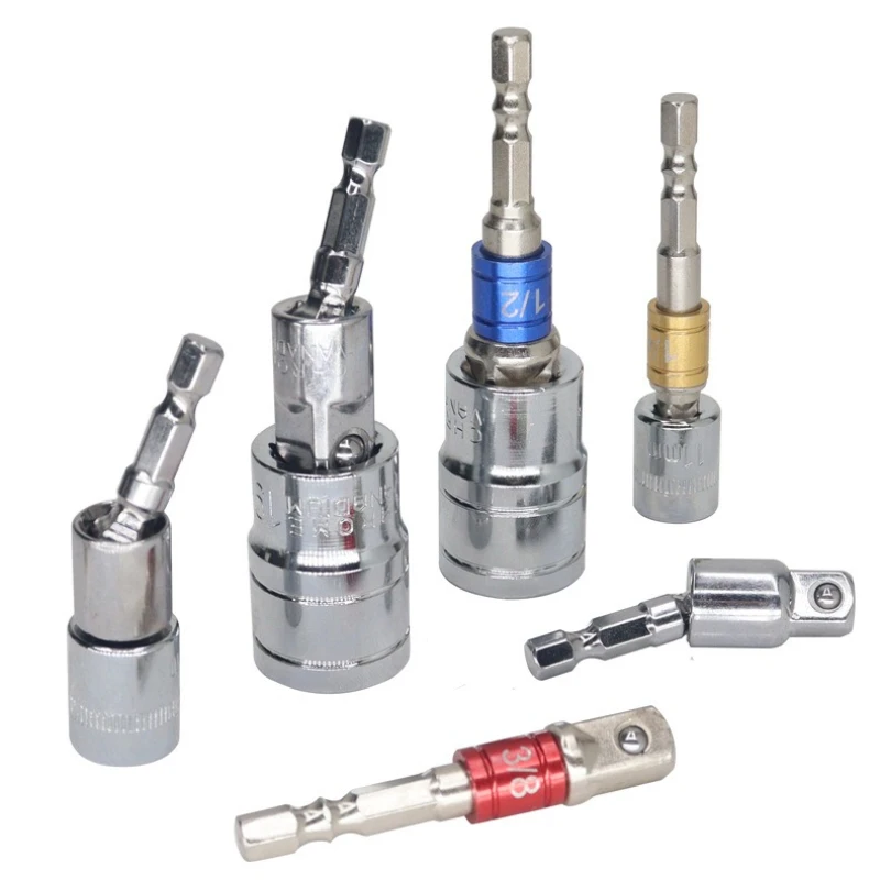 Multi Functional Hex Shank To Square Drive Socket Adapter Extension Bar Impact Driver Drill Converter Woodworking Hand Tool Set view 2