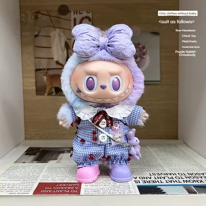 17cm Cute Mini Plush Doll'S Clothes Outfit V1V3 Labubu Clothing Korea Kpop Strap Pants And Shoes Suit Dress Up Toy DIY Girl Gift - AliExpress 