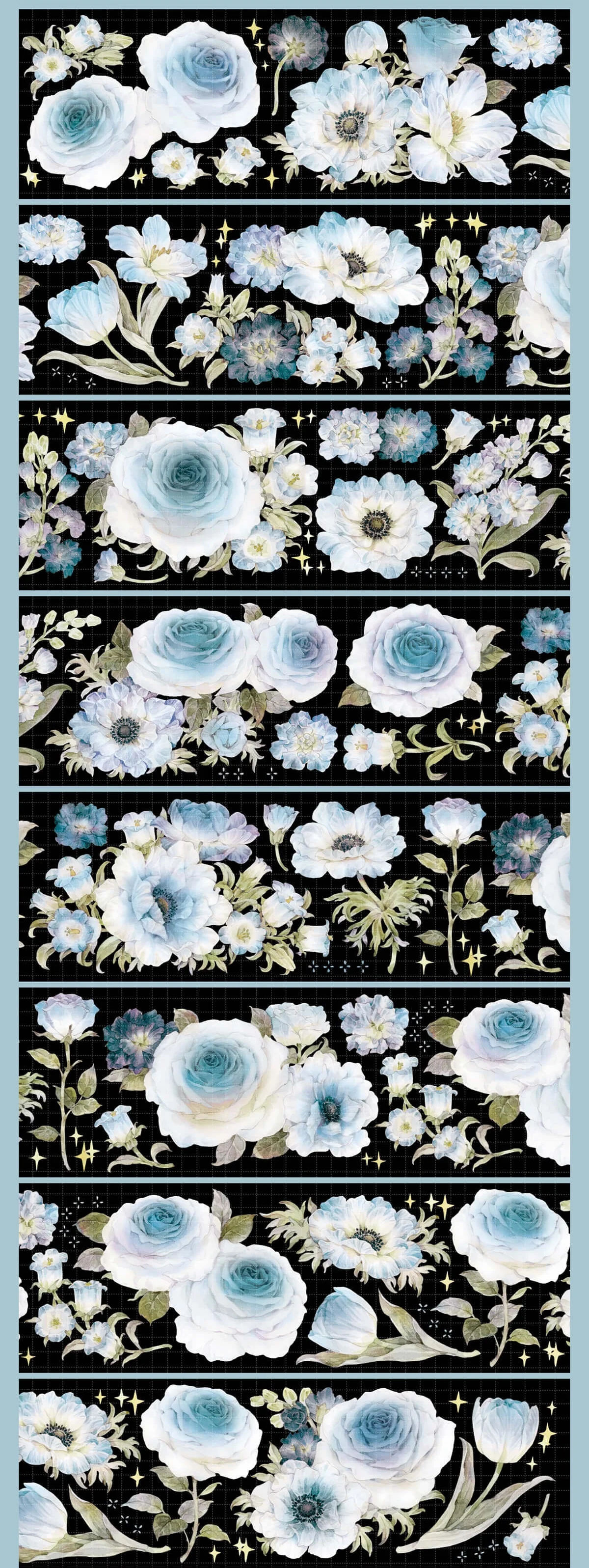 

Hoshi Blue Floral Shiny Pet Tape in The Rain, Collage, Valley Beauty Flower Blue