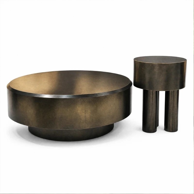 Light luxury and modern, turquoise bronze, large and small coffee table combination