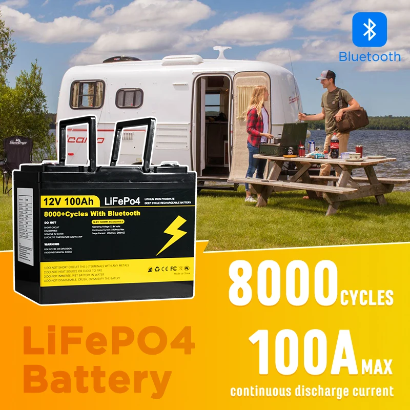 

LIFEPO4 12V Battery 100Ah 200AH 300AH 1280Wh Bluetooth For Camping Equipment Energy Storage Box Powerbank rechargeable batteries