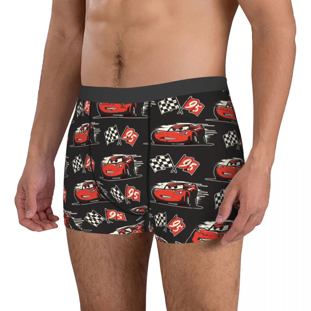 Funny Boxer Cars 3 Lightning McQueen Flag Shorts Panties Briefs Men Underwear Breathable Underpants for Male Plus Size