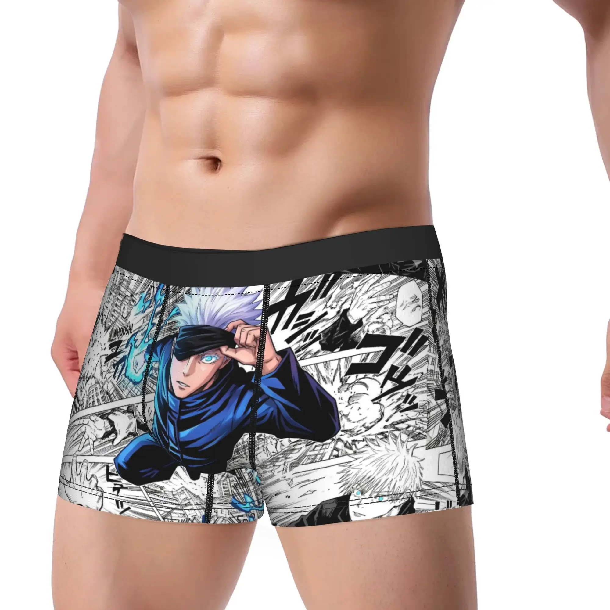 Satoru Gojo Dynamic Comic Art Boxershorts Jujutsus Kaisens Pouch Underwear Trenky Boxer Brief Soft Man Underpants Plus Size