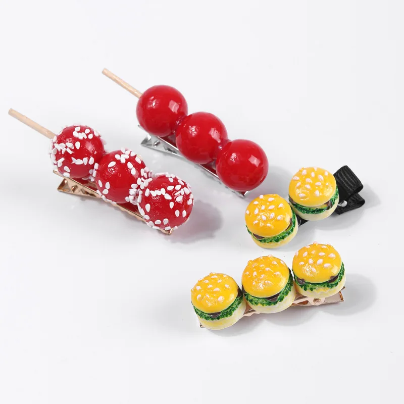 Imitation Vegetables Fruit Food Dumplings Steamed Buns Hair Pins Clips Girls Hairpin Cute Funny Barrette Women Hair Accessories