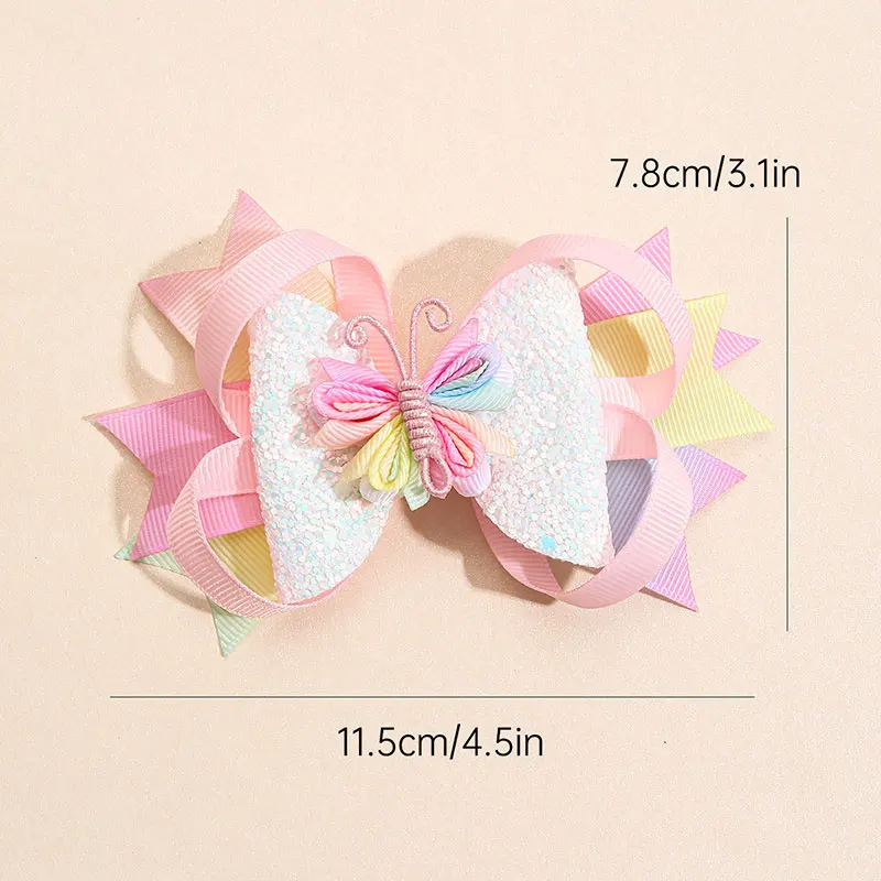 New Butterfly Hair Clips For Girls Glitter Bowknot Hairpins Sweet Ribbon Barrettes Boutique Headwear Kids Hair Accessories