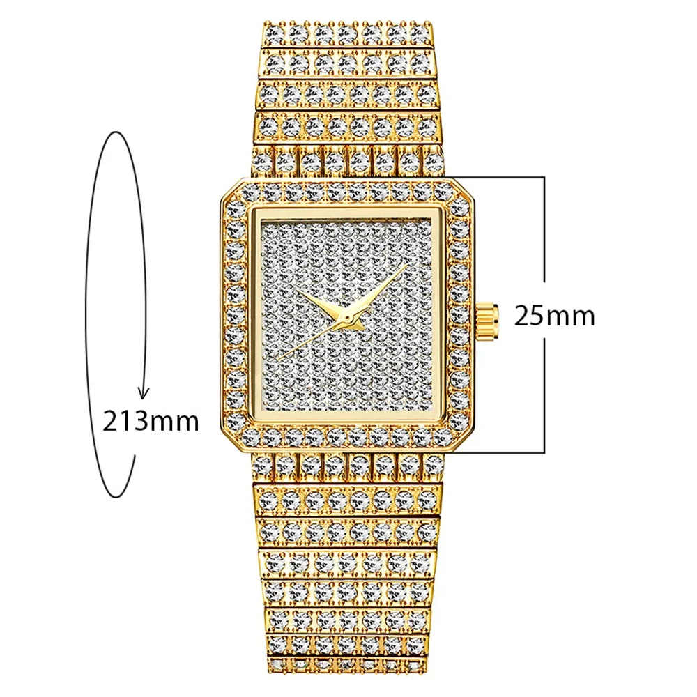 Diamond Square Women Watch Luxury Bling Ice out Watches for Women Ladies Dress Watch Wristwatch relogio feminino Female Clock