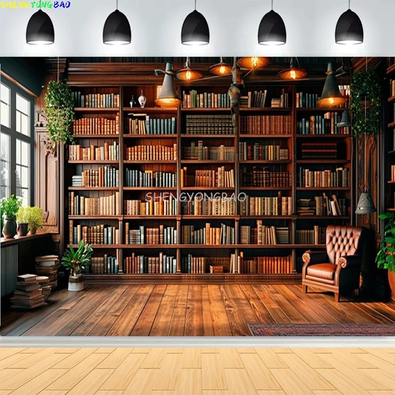 

Baroque Ornate Library Bookshelf Photography Backdrops Props Reading Furniture Bookcase Meeting live Indoor Background JX-15
