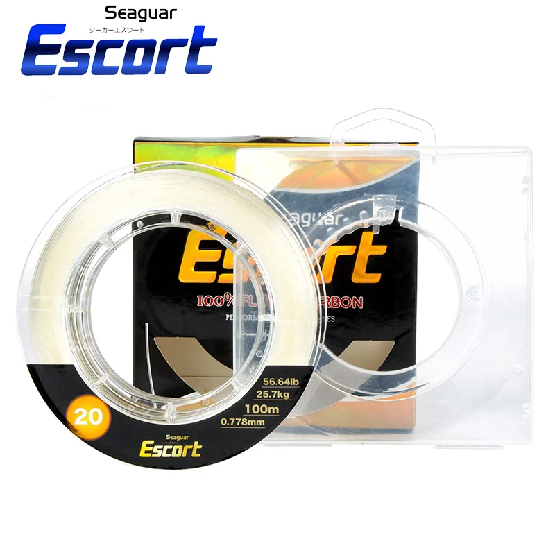 Seaguar Escort 100M Fluorocarbon 100% Coating Fishing Line 0.2mm-0.7mm 56LB Carbon Fiber Leader Fishing Lure Wire Sinking Line