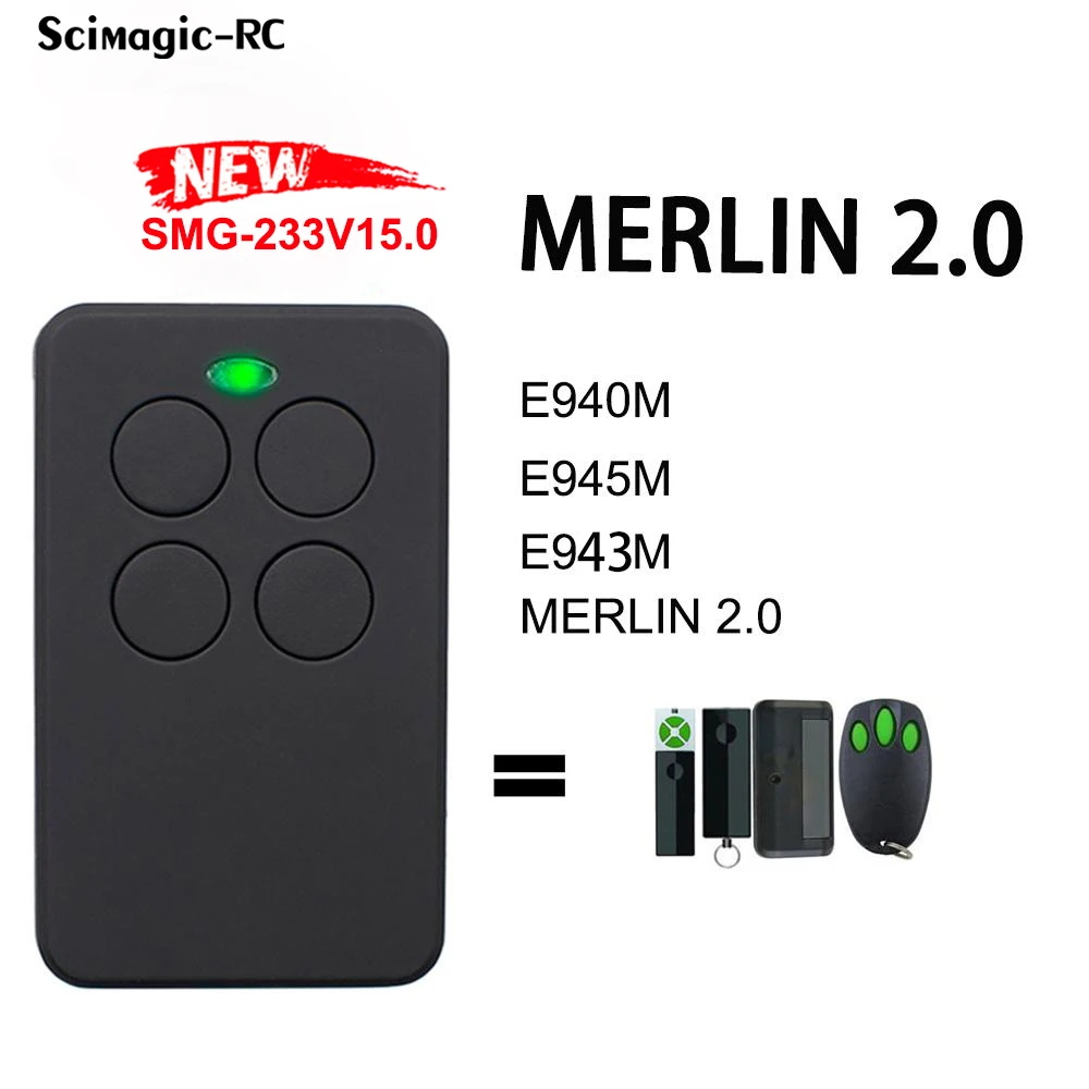 Universal Multi-frequency 280-868mhz Garage Door Remote Control Compatible With Merlin 2.0 E940M E945M E943M 433MHz Gate Opener