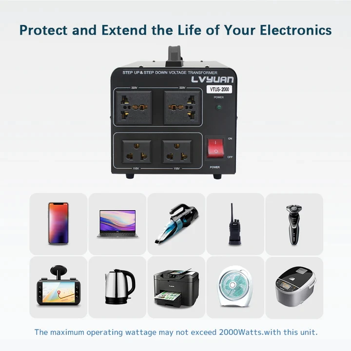 2000W Volatge Transfer 110V to 220V Step Up/Step Down Universal&US Socket Home Powerful AC Voltage Changer