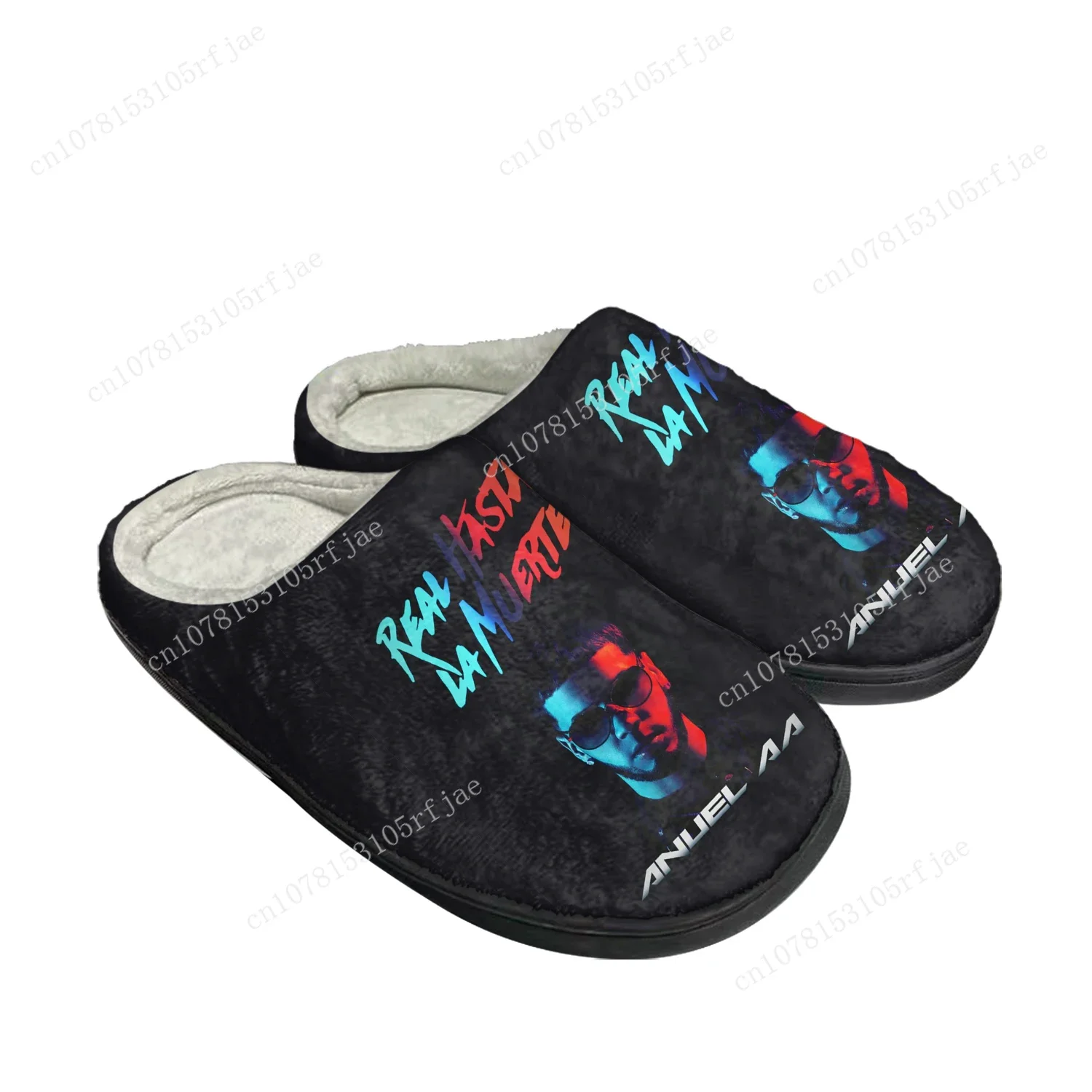 Anuel AA Real Hasta la Muerte Home Cotton Slippers Mens Womens Teenager Fashion Plush Bedroom Keep Warm Shoe Tailor Made Slipper