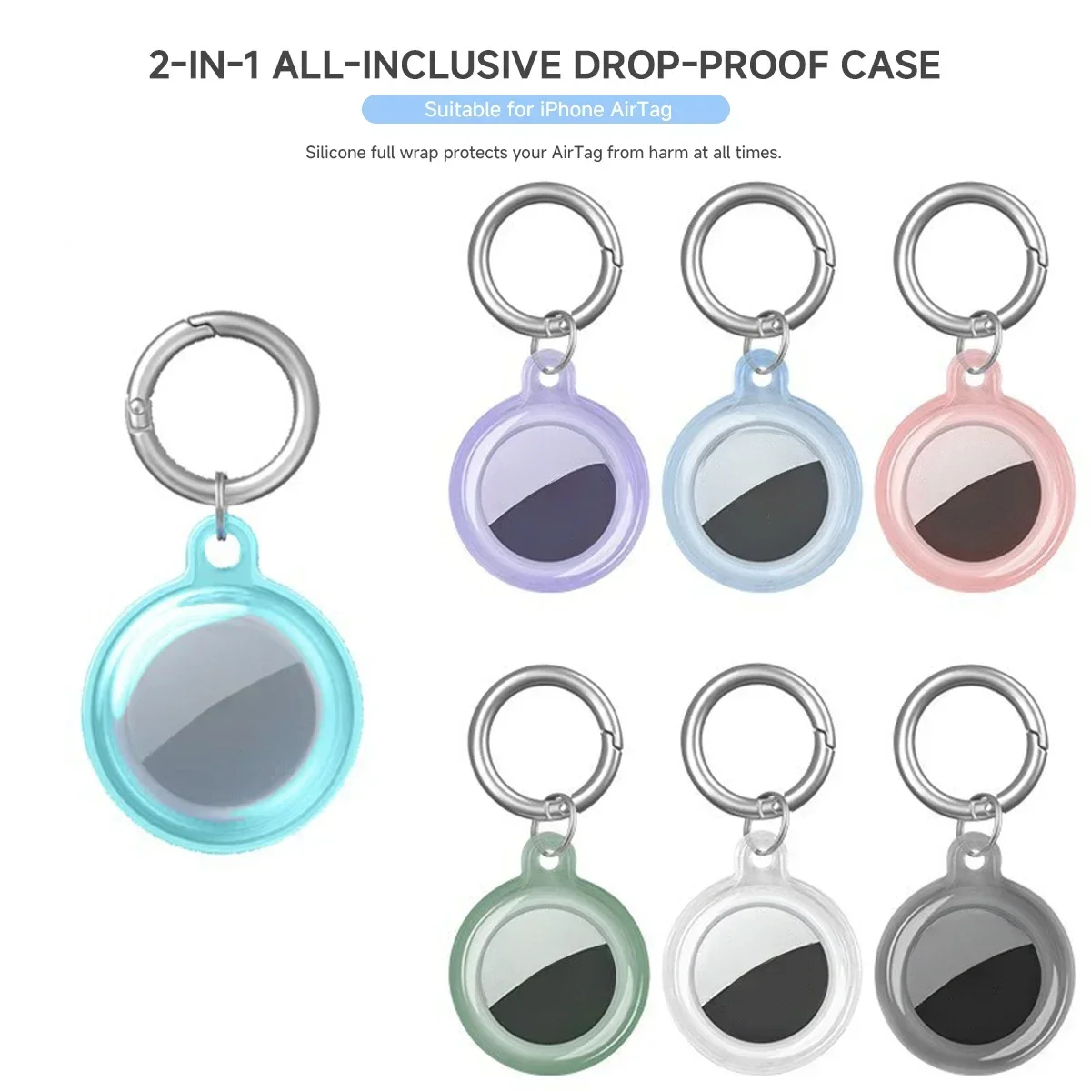 CoverJoy AirTag Keychain Case 1/2/4 Pack Pelindung Tahan Air Anti Hilang Pelacak untuk Hewan Peliharaan Anjing Kucing Kalung Kunci Koper