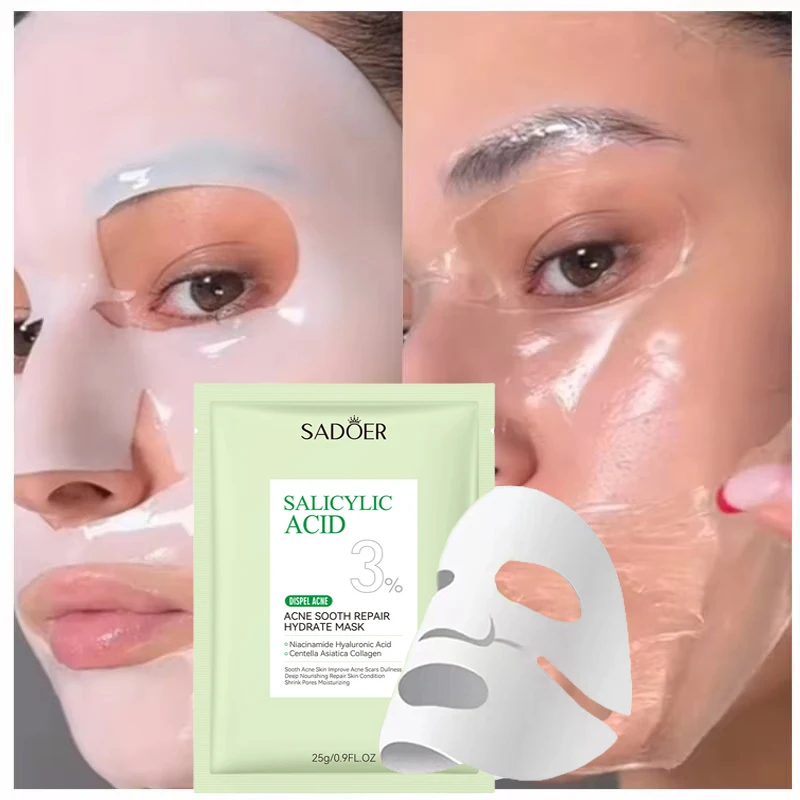 SADOER Máscara facial com controle de óleo, cuidados com a pele, limpeza dos poros, remoção de acne, reparação, clareamento, hidratante, ácido salicílico, máscara facial