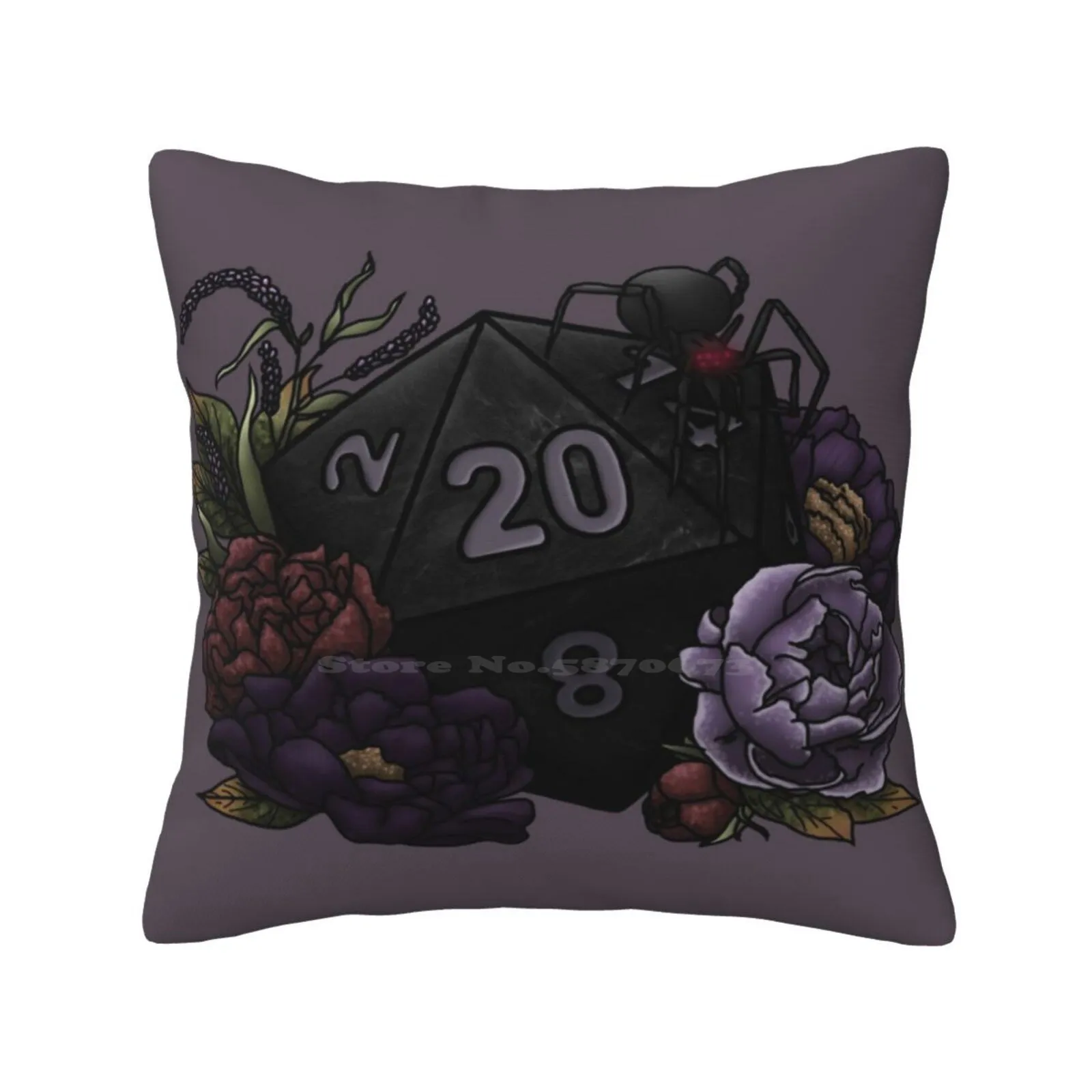 Drow D20-Tabletop Gaming Dice Pillows Case Bedroom Home Decoration D20 Dnd And Dragons Dice Feminine Games Nerdy Geeky Geek