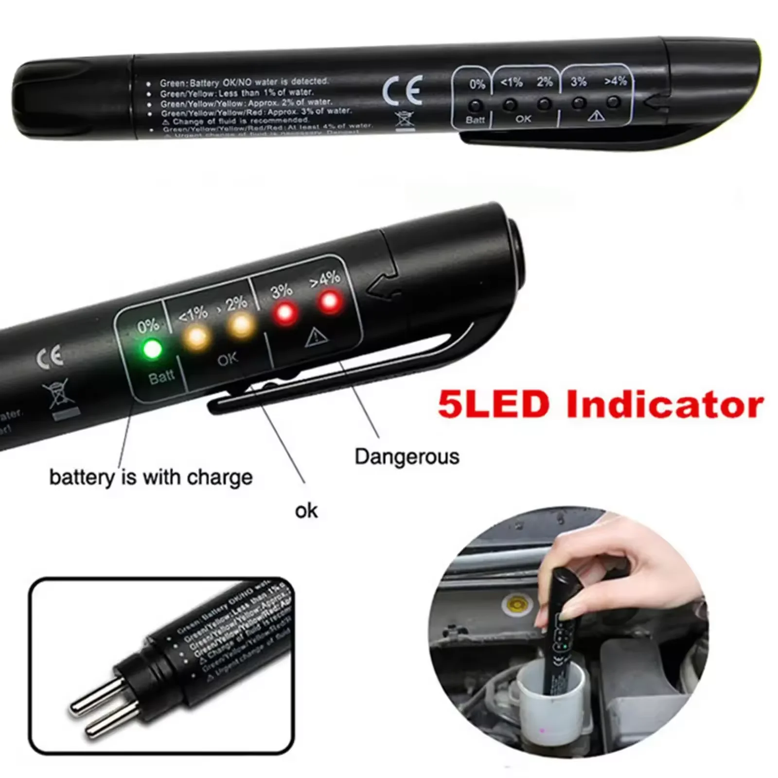 جهاز اختبار سائل الفرامل العالمي أدوات تشخيص جودة الزيت الدقيقة مؤشر LED قلم اختبار السائل جهاز اختبار زيت الفرامل للسيارات