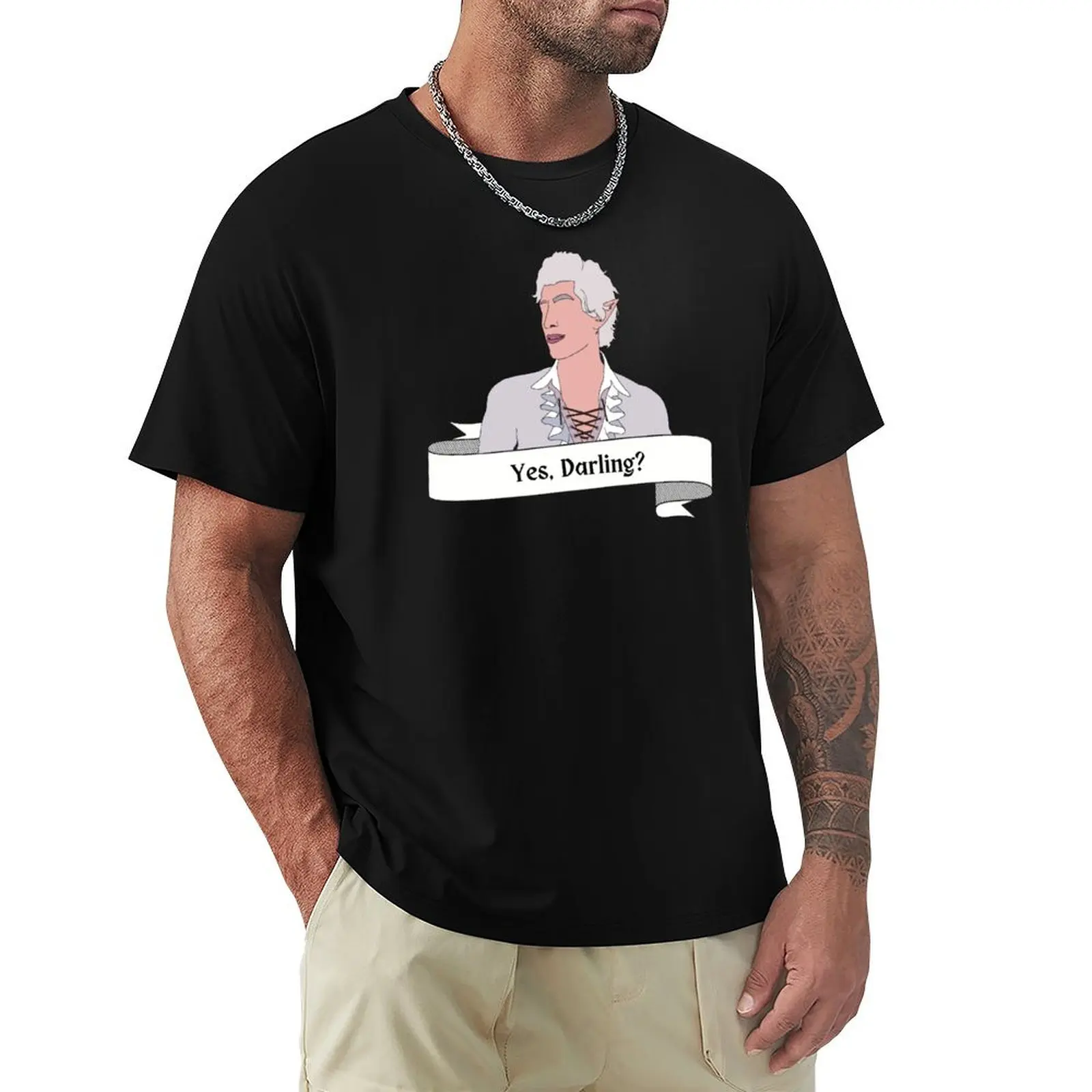 

Astarion Dialogue Yes Darling T-Shirt korean fashion custom shirt T-shirts man funny t shirts for men