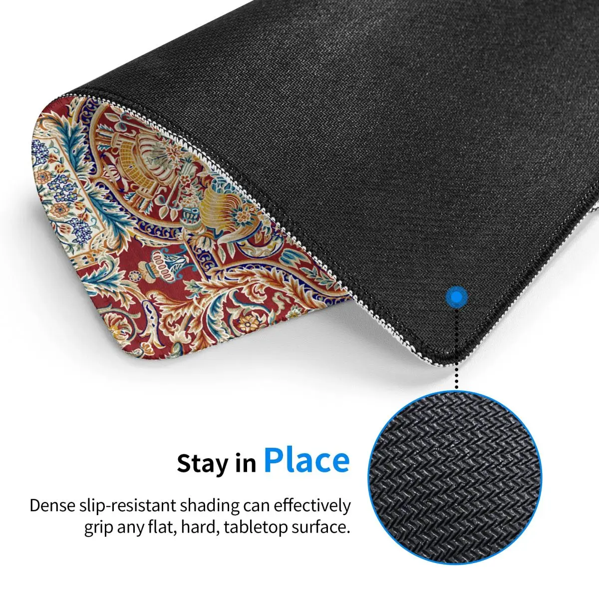 Antique Persian Carpet Mouse Pad Square Anti-Slip Rubber Mousepad Gamer Computer PC Pads Bohemian Rug Ethnic Tribal Mouse Mat