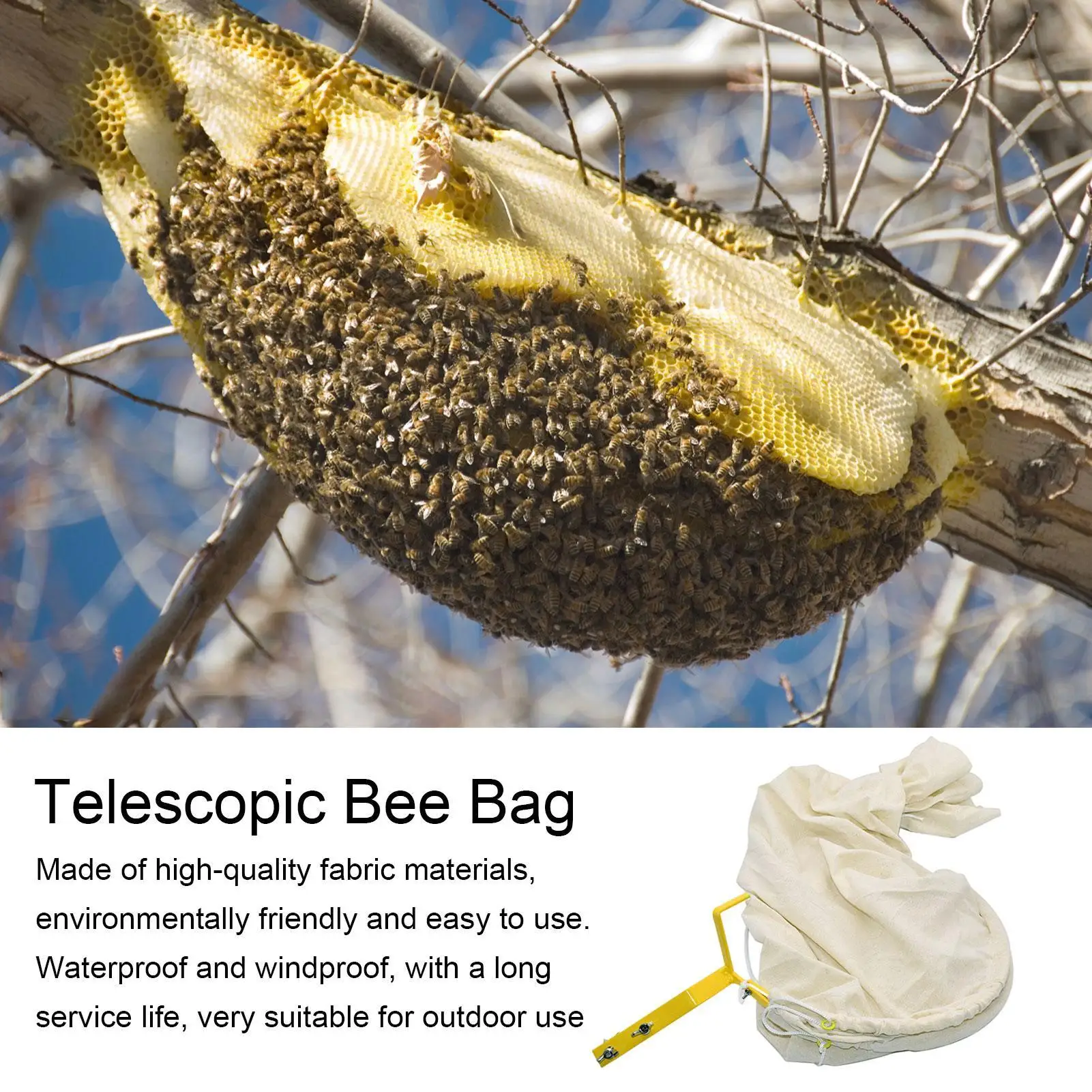Bee Swarm Catcher Bag Telescopic Bag Bee Tools for efficient Telescopic Bee Bag Catcher Tool Steel handle Portable Bee Collect