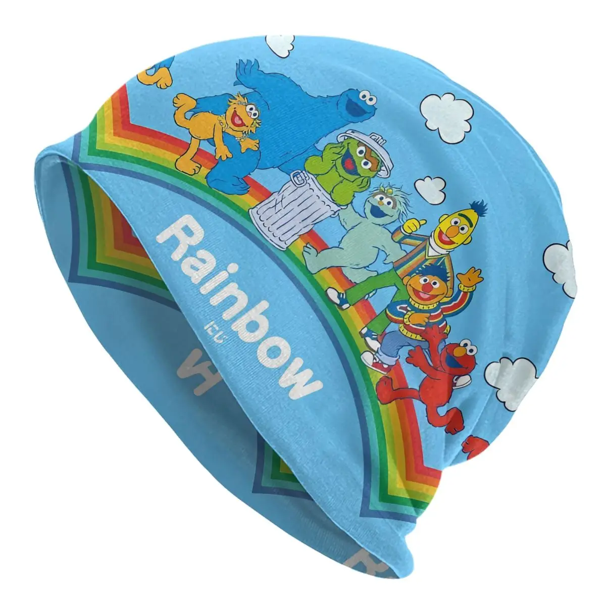 Sesame Street Cartoon Bonnet Hat Cool Outdoor Skullies Beanies Hats Rainbow for Men Women Warm Thermal Elastic Caps