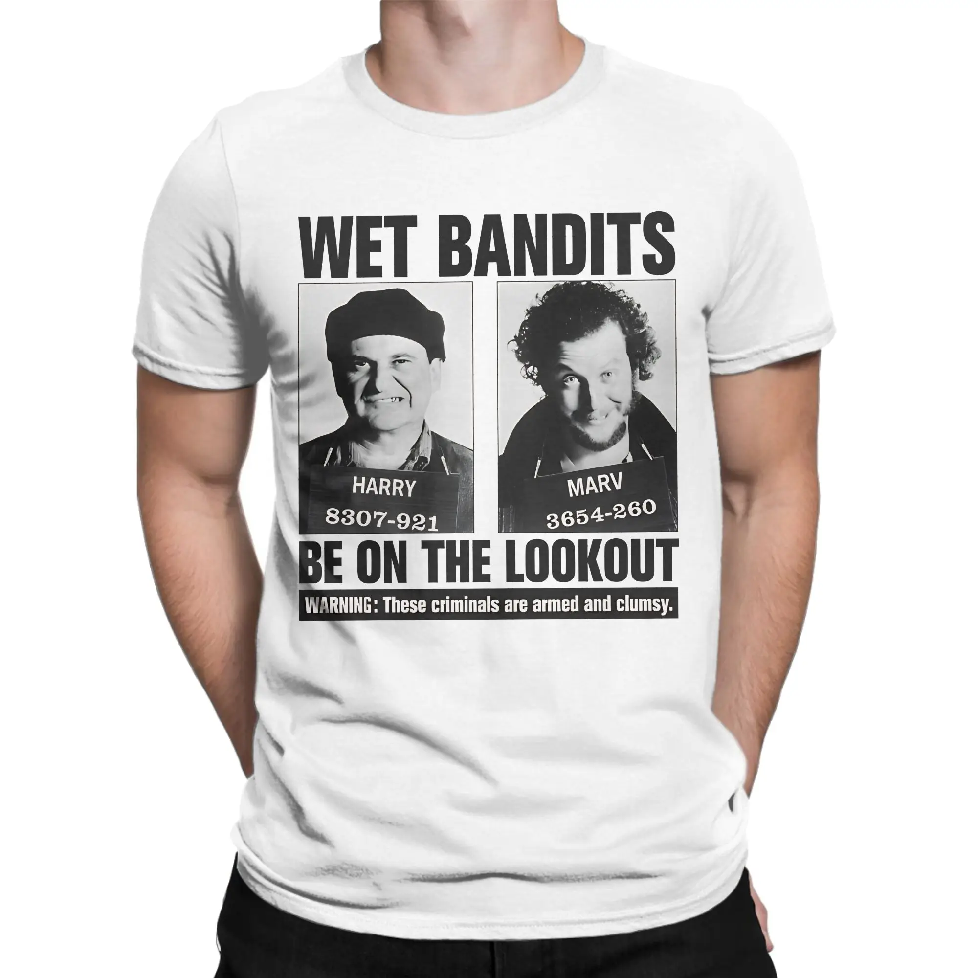 Funny Home Alone Wet Bandits T-Shirts for Men Round Neck 100% Cotton T Shirt Merry Christmas Short Sleeve Tees Printed Clothing