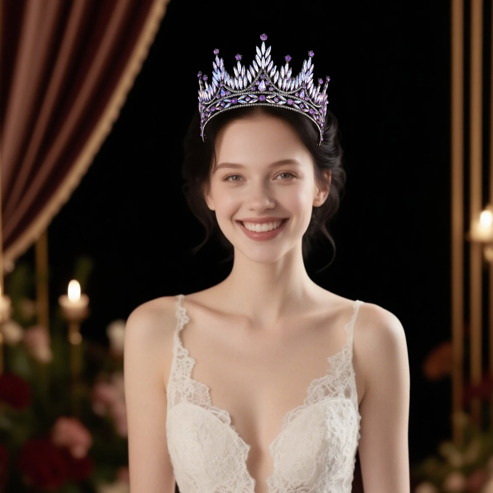 تاج شعر لتصفيف الشعر للنساء، تاج شعر فاخر فاخر من الألماس بالكامل، إكسسوار شعر على الطراز الباروكي العتيق