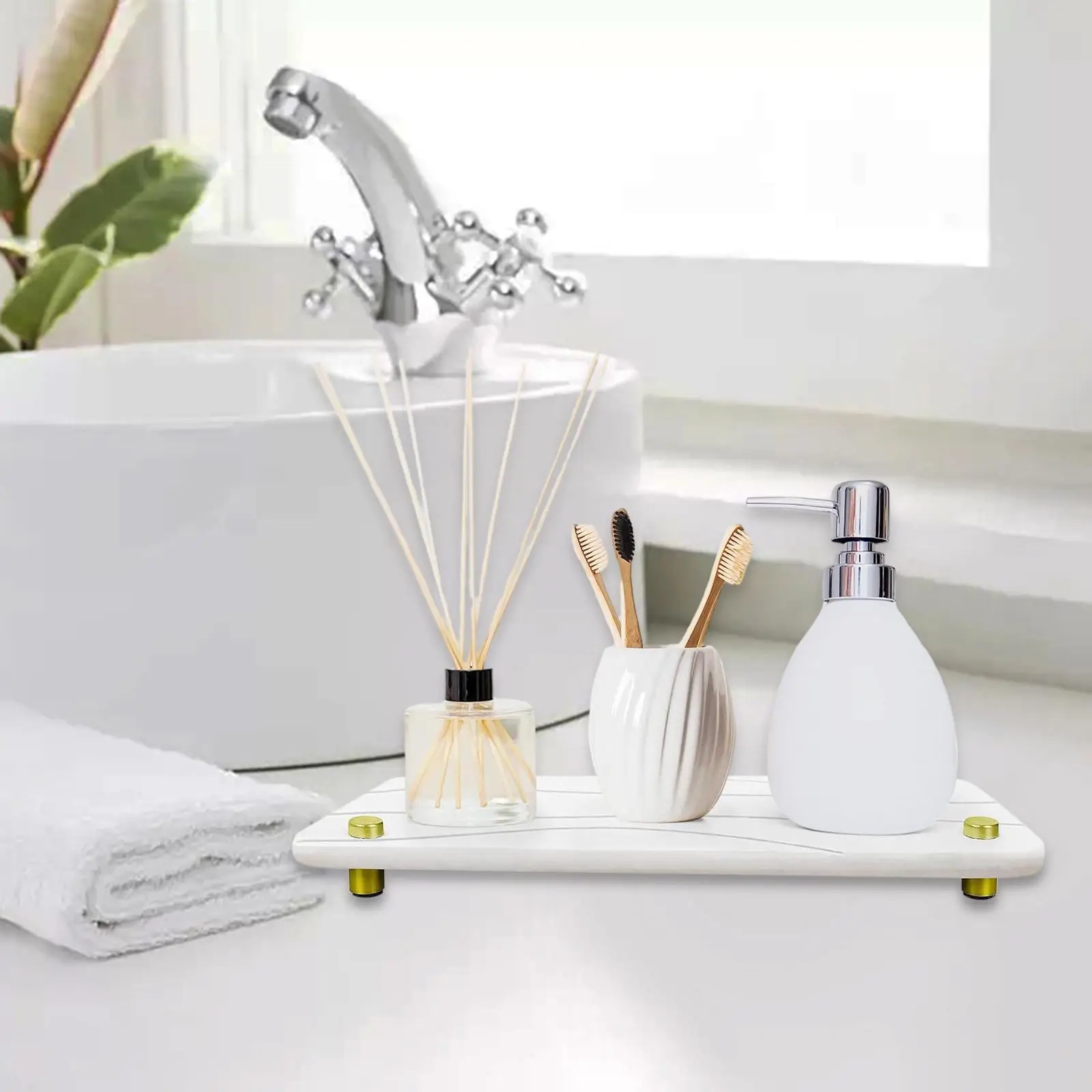 Sink Caddy Instant Dry Sink Organizer Multifunctional Sponge Soap Holder Dispenser Diatomite Kitchen Counter Stone Tray for Sink