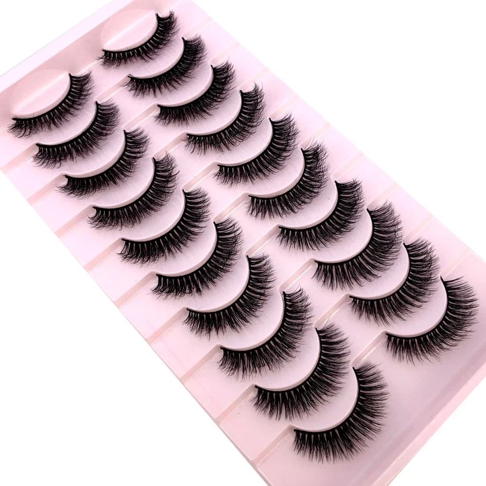 Neue 10 Paar 3D Faux Nerz Haar Falsche Wimpern Natürliche Unordentliche Wimpern Kreuzmuster Wispy Flauschige Wimpern Verlängerung Augen Make-Up-Tools – Detail 4