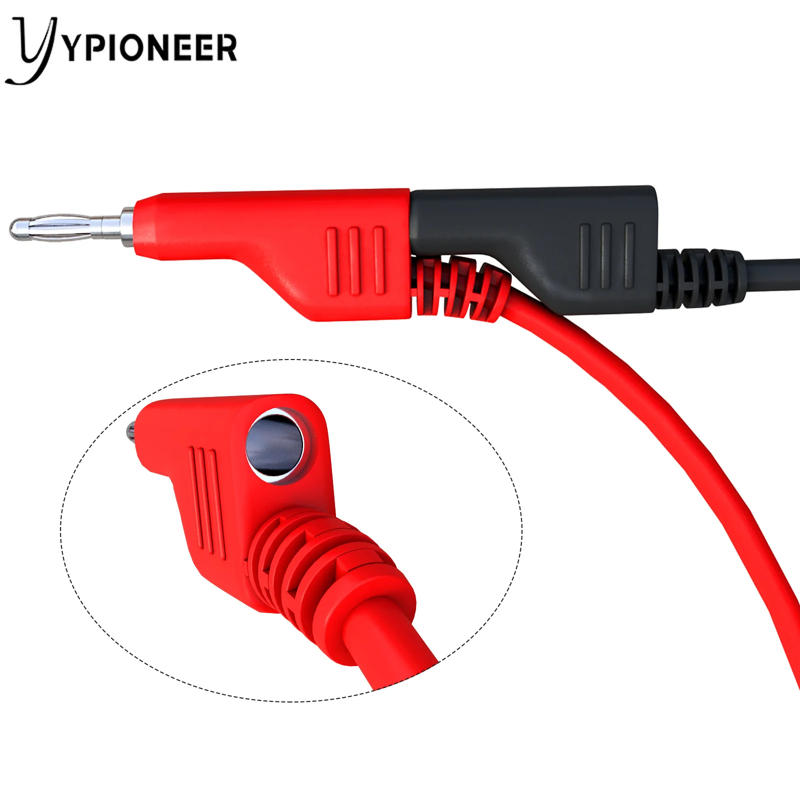 YPioneer P1045 5PCS 4mm Stackable Banana Plug to Mini Grabber Test Hook Clips Test Leads Cables Wires for Electrical Testing